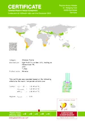 Nirvana Passive House Component Certificate