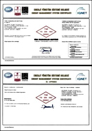 TS EN ISO 50001 ENERJİ YÖNETİM SİSTEMİ BELGESİ